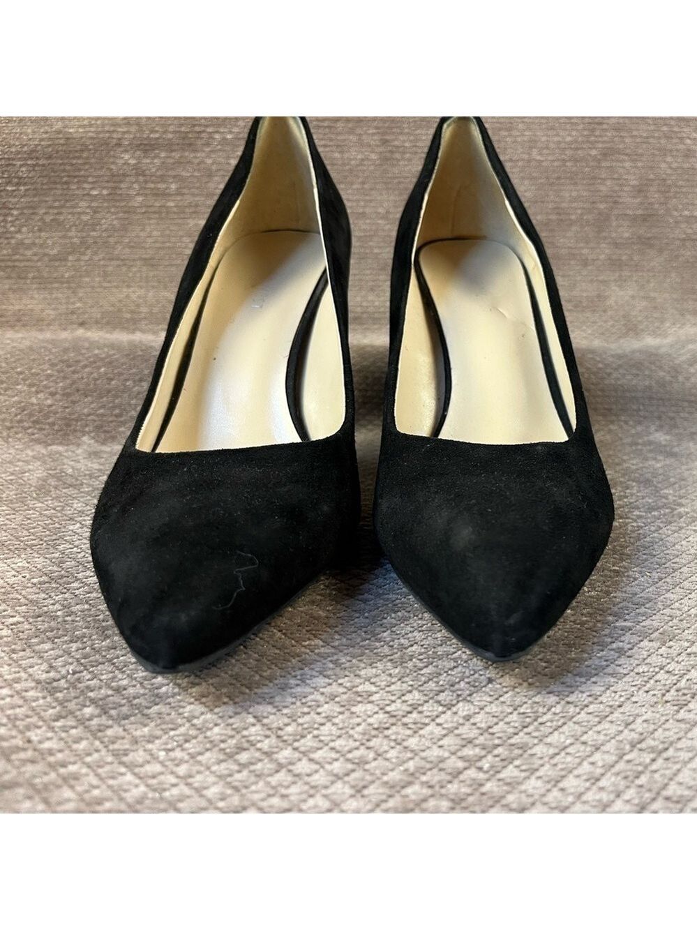 Nine West Womens NW7 Act Heels Black Suede Leather Pointed Toe Pumps sz 8.5 EUC